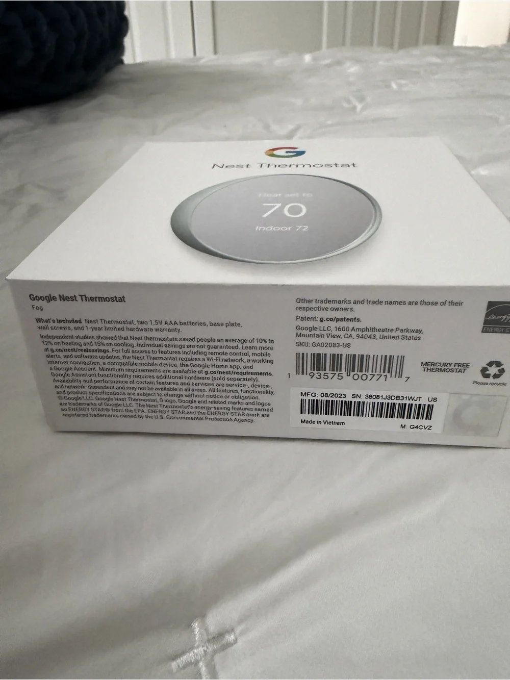 Google Nest Thermostat Silver/Gray